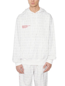 Helmut Lang All Over Logo Printed Drawstring Hoodie