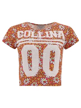 Collina Strada Floral Printed Crewneck Cropped T-Shirt