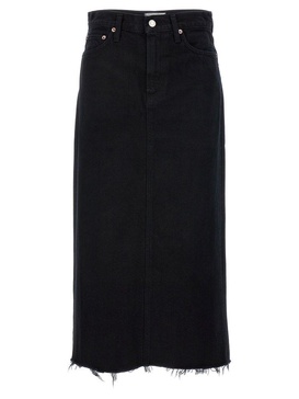 AGOLDE Frayed Hem Midi Skirt