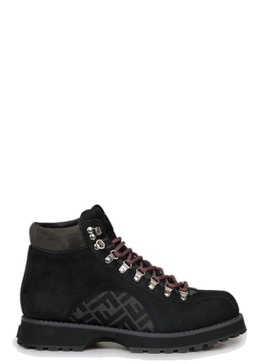 Fendi Monogram Detailed Lace-Up Ankle Boots