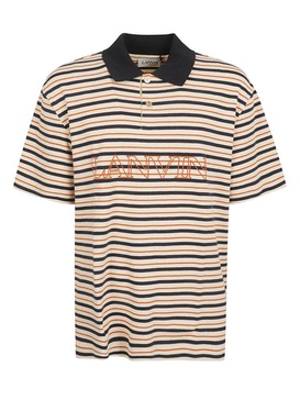 Lanvin Logo Embroidered Striped Polo Shirt