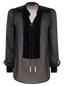 Elisabetta Franchi Viscose Shirt With Velvet Plastron