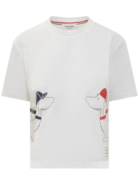 Thom Browne Dog Embroidered Crewneck T-Shirt