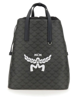 MCM Medium Himmel Lauretos Logo Printed Backpack