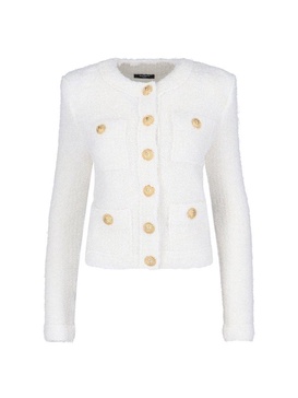 Balmain Buttoned Tweed Short Jacket