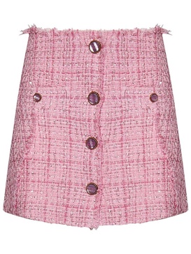 GCDS Tweed Button-Up Mini Skirt