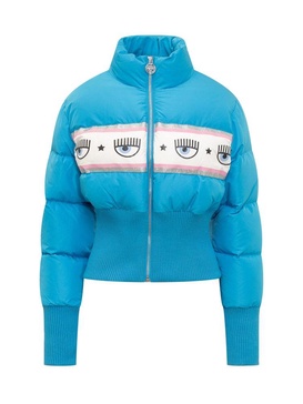 Chiara Ferragni Logo Printed Zipped Padded Jacket