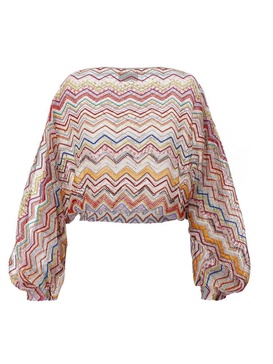 Missoni Zigzag Boat-Neck Open-Knitted Blouse