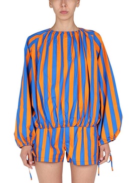 Sunnei Striped Printed Puff-Sleeved Blouse