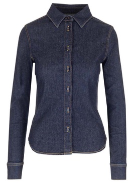 Alaïa Long Sleeved Buttoned Denim Shirt