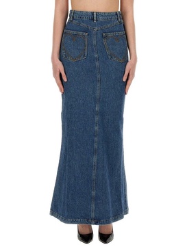 Moschino Jeans Flared Denim Maxi Skirt