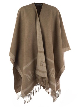 Max Mara Logo Detailed Fringed Cape