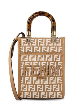 Fendi Woman Embroidered Fabric Mini Sunshine Handbag