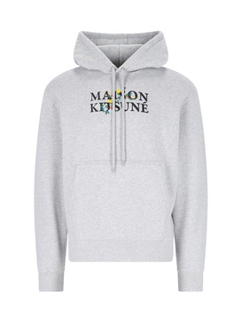 Maison Kitsuné Logo Printed Drawstring Hoodie