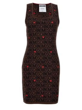 Moschino Allover Logo Jacquard Sleeveless Dress