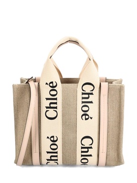 Chloé Woody Small Canvas And Leather Tote Bag