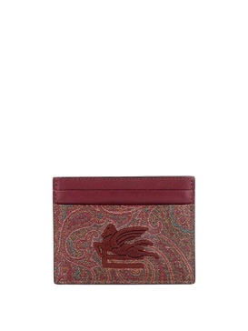 Coated canvas card holder with Paisley motif