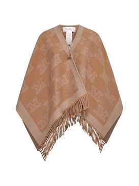 Max Mara All-Over Logo Patterned Fringed Cape