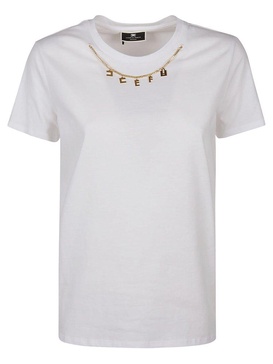 Elisabetta Franchi Logo Charm Crewneck T-Shirt