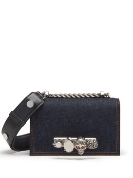 Alexander McQueen Mini Jewelled Denim Satchel Bag