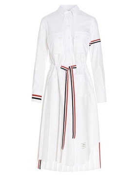 Thom Browne 2-in-1 Norfolk Pleated Shirtdress