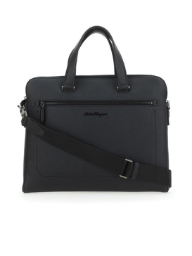 Ferragamo Logo-Plaque Zipped Briefcase