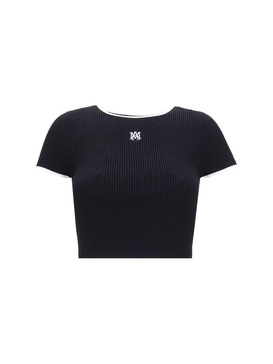 Amiri Logo Embroidered Cropped Knitted Top