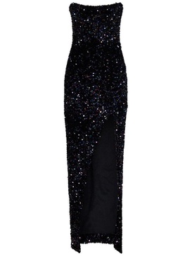 Balmain Front Slit Sequinned Maxi Dress