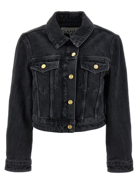 Ganni Washed Cropped Denim Jacket