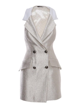 Elisabetta Franchi Sleeveless Tweed Mini Dress