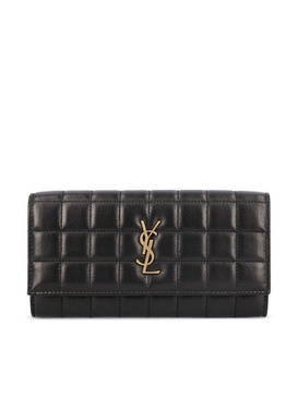 Saint Laurent Logo Plaque Quilted Large Wallet