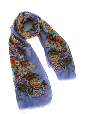 Scarf Etro "bouquet" Made Of Cashmere And Silk Blend