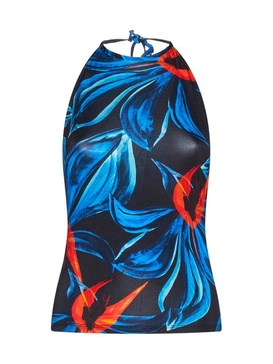 Louisa Ballou Printed High Neck Halter Top