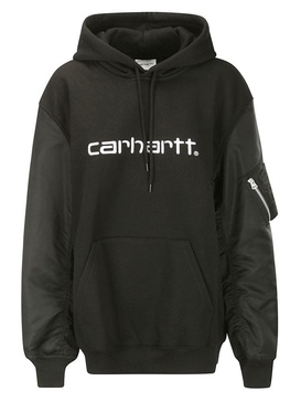 Junya Watanabe Logo Printed Drawstring Hoodie