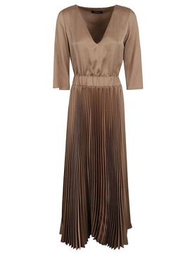 Fabiana Filippi Pleated Effect V-Neck Long Dress