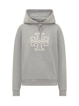 Tory Burch Double T Logo Patch Drawstring Hoodie