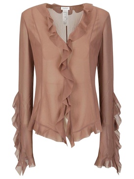 Acne Studios Ruffle V-Neck Blouse