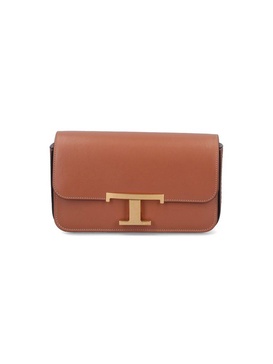 't Timeless' Brown Crossbody Bag With Logo Detail In Smooth Leather Woman