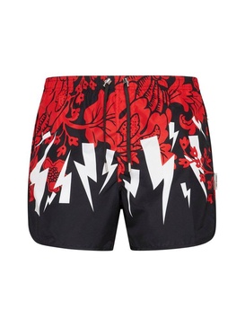 Neil Barrett Graphic Printed Elastic Waist Swim Shorts