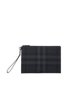 Burberry Check Pattern Zipped Clutch Bag