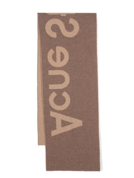 Acne Studios Logo Detailed Frayed Edge Scarf