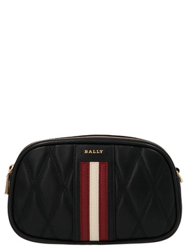 Bally Tracolla Logo Plaque Striped Zipped Crossbody Bag