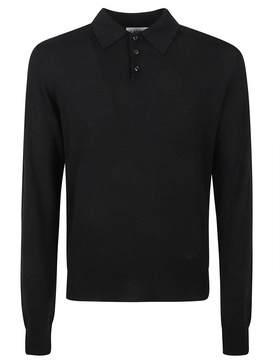 Lanvin Long-Sleeved Ribbed Polo Shirt