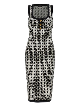 Elisabetta Franchi Monogram Jacquard Knitted Midi Dress