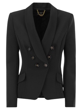 Elisabetta Franchi Double Breasted Crepe Jacket With Shawl Lapels