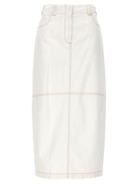 Brunello Cucinelli High-Waist Straight Hem Midi Skirt