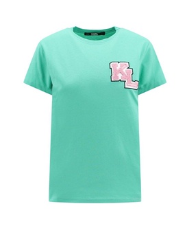 Karl Lagerfeld KL Logo Flocked Crewneck T-Shirt