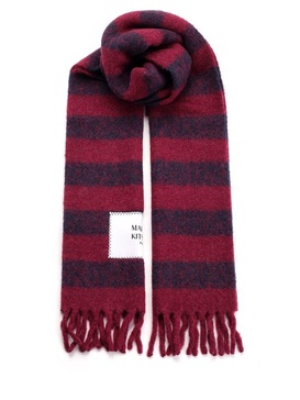 Maison Kitsuné Striped Fringed Knit Scarf