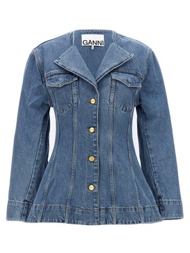 Ganni Tailored Button-Up Denim Blazer