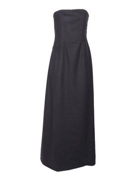 Alberta Ferretti Strapless Pleated Flared Dress